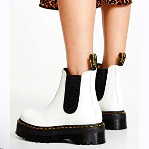 Dr. Martens White Ankle Boots with Black Accents!! Like new!! 6 - Picture 1 of 6